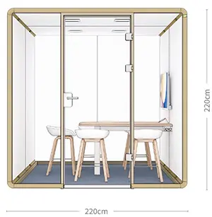 Frontansicht-Meeitingkabine, Meetingbox, Akustikkabine in grafischer Darstellung