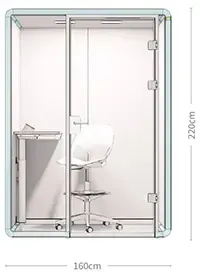 Frontansicht Bürokabine, Bürobox, Akustikkabine in grafischer Darstellung