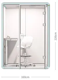 Frontansicht Bürokabine, Bürobox, Akustikkabine in grafischer Darstellung