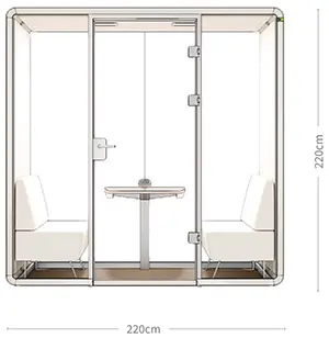 Forntansicht, Bürokabine, Bürobox, Akustikkabine in grafischer Darstellung