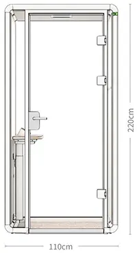 Frontansicht-Telefonzelle, Akustikkabine in grafischer Darstellung